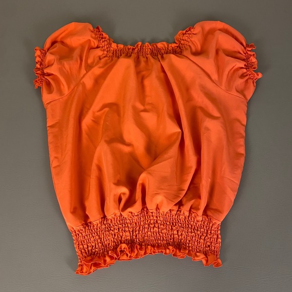 Jamie Nicole Collection Blouse Top Plus Size 2X Orange Smocked Off Shoulder - Picture 9 of 10